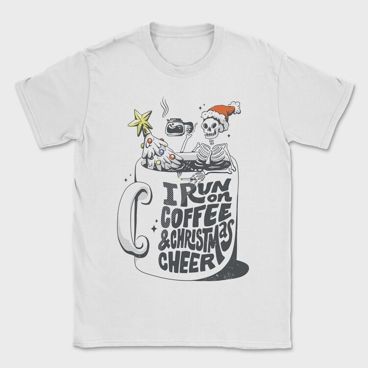 Coffee Christmas Skeleton Anti Santa Addicted, Tricou Barbati (Unisex)