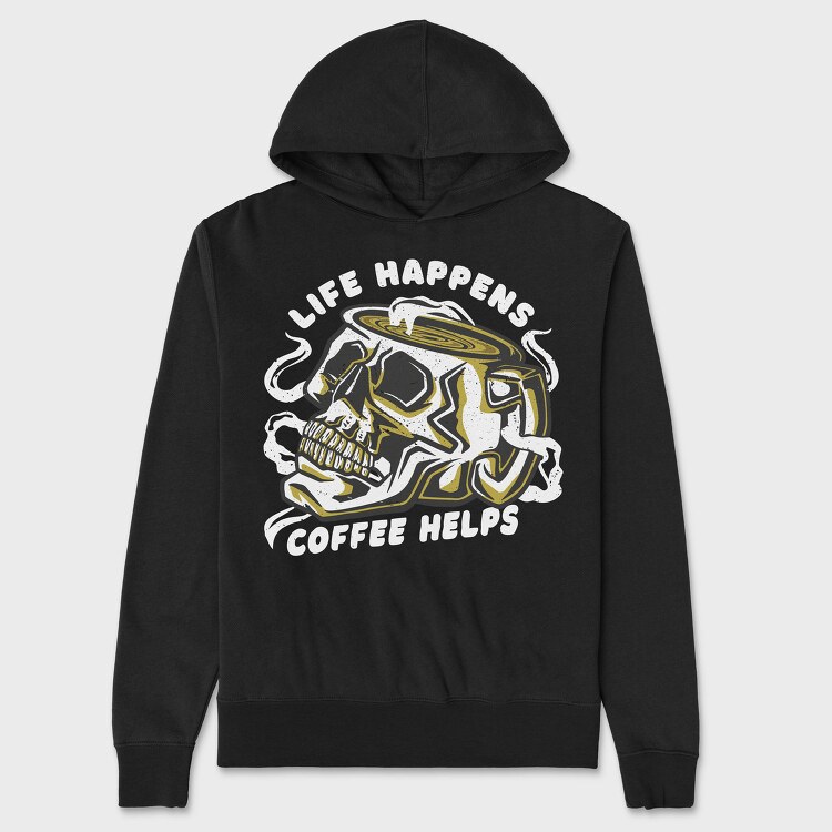 Coffee Skull Cofee Hellps, Hanorac Oversize Barbati (Unisex)