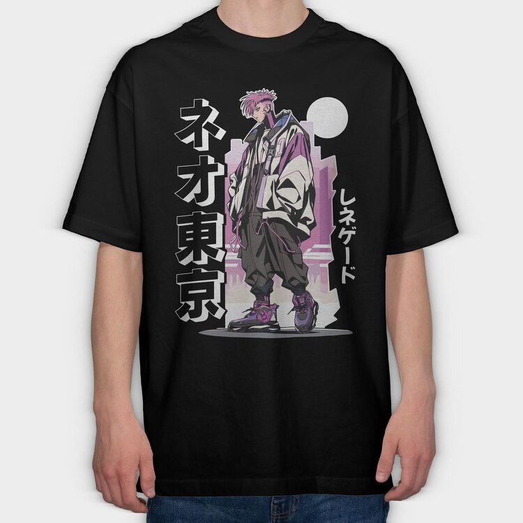 Anime Pink Hair Character, Tricou Oversize Barbati (Unisex)