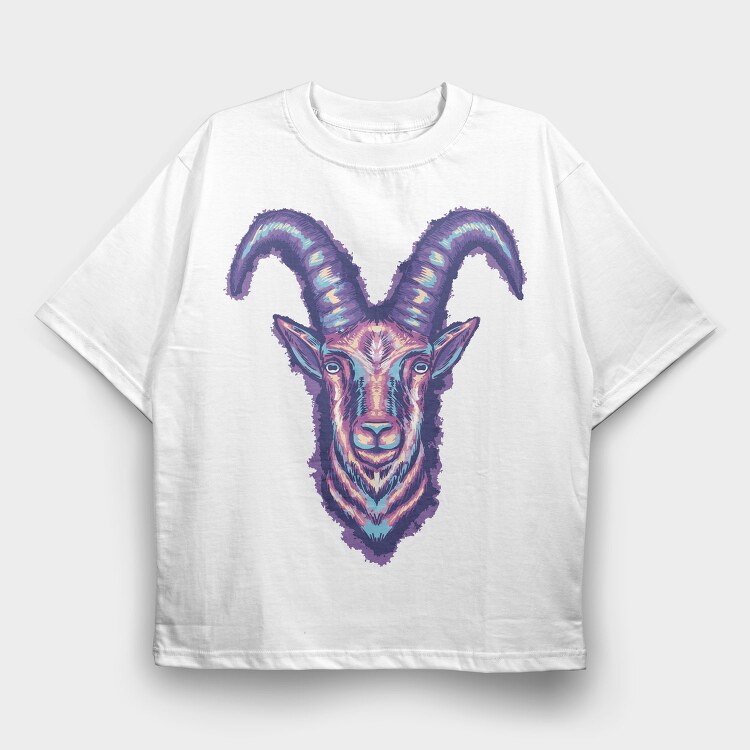 Colorful Goat Head, Tricou Oversize Barbati (Unisex)