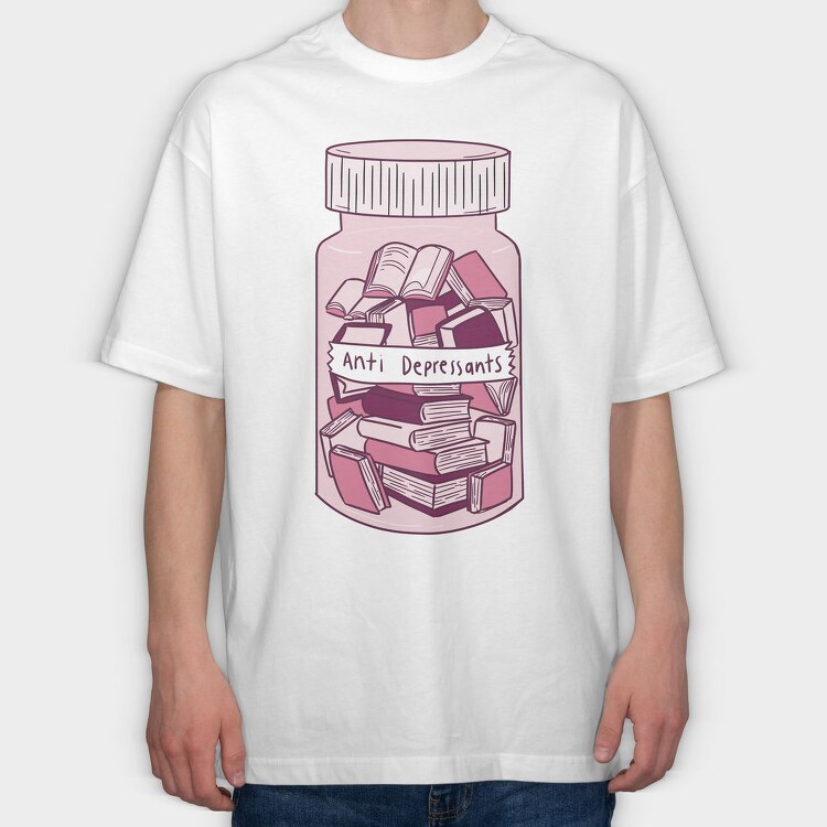 Anti Depressants Books, Tricou Oversize Barbati (Unisex)