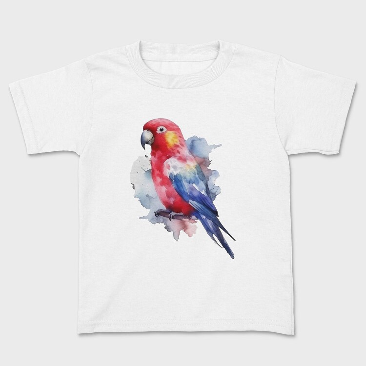 Colorful Parrot Magnificent Rosella Watercolor, Tricou Copii