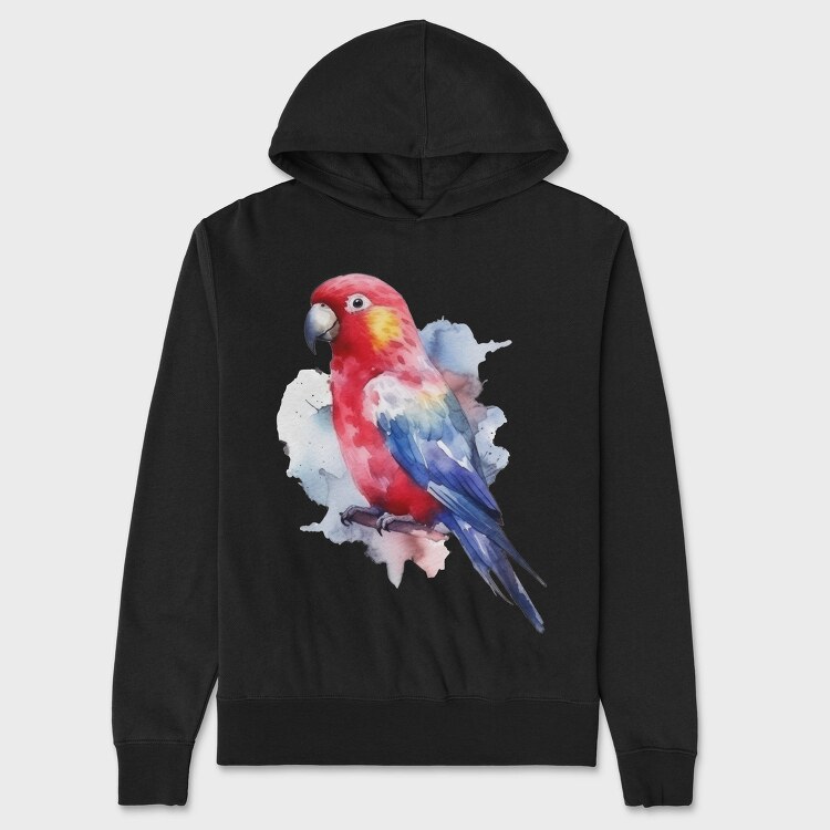 Colorful Parrot Magnificent Rosella Watercolor, Hanorac Oversize Barbati (Unisex)