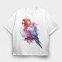 Colorful Parrot Magnificent Rosella Watercolor, Tricou Oversize Barbati (Unisex)
