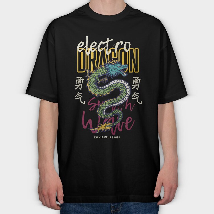 Electro Dragon Tattoo, Tricou Oversize Barbati (Unisex)