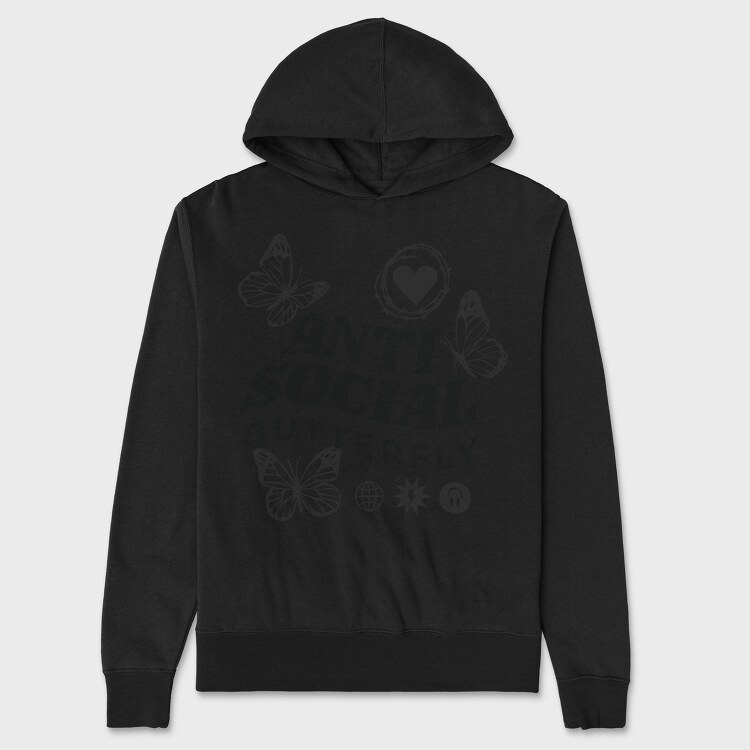 Anti Social Butterfly, Hanorac Oversize Barbati (Unisex)