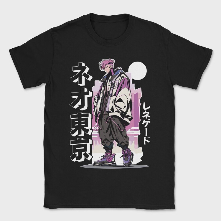 Anime Pink Hair Character, Tricou Barbati (Unisex)