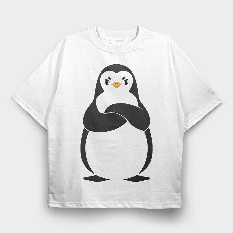 Angry Pinguin, Tricou Oversize Barbati (Unisex)