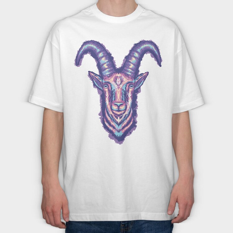 Colorful Goat Head, Tricou Oversize Barbati (Unisex)