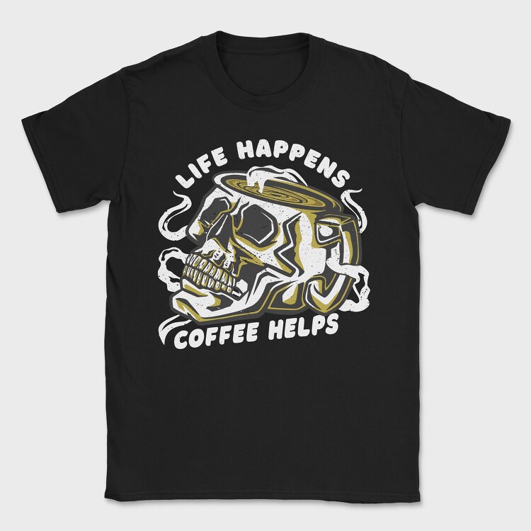 Coffee Skull Cofee Hellps, Tricou Barbati (Unisex)