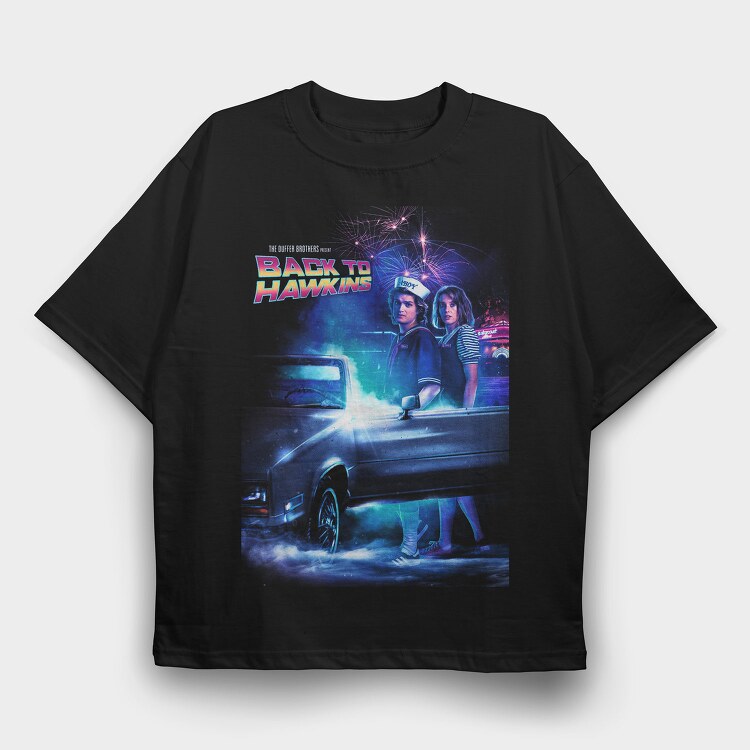 Back To Hawkins Vintage Truck, Tricou Oversize Barbati (Unisex)