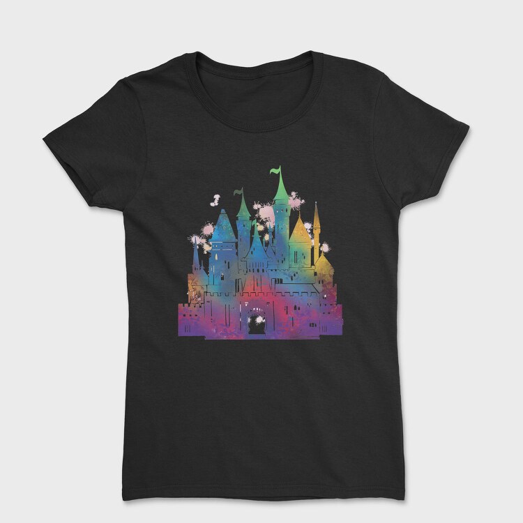 Colorful Gradient Castle Watercolor, Tricou Femei