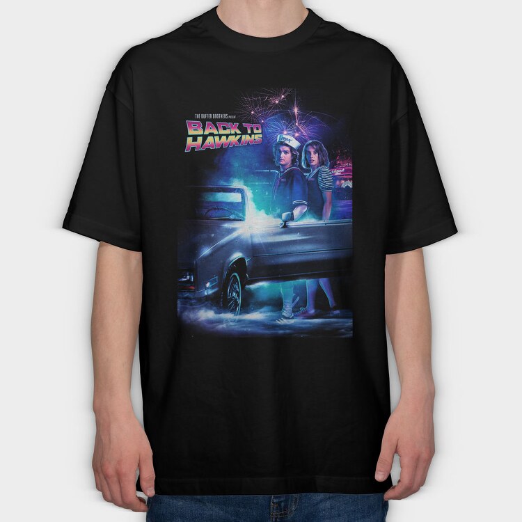 Back To Hawkins Vintage Truck, Tricou Oversize Barbati (Unisex)