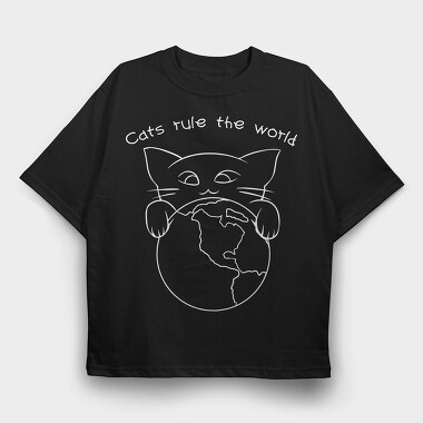 Cats Rule the World, Tricou Oversize Barbati (Unisex)