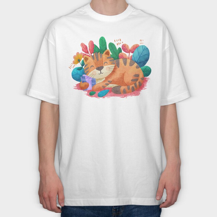 Watercolor Cat, Tricou Oversize Barbati (Unisex)