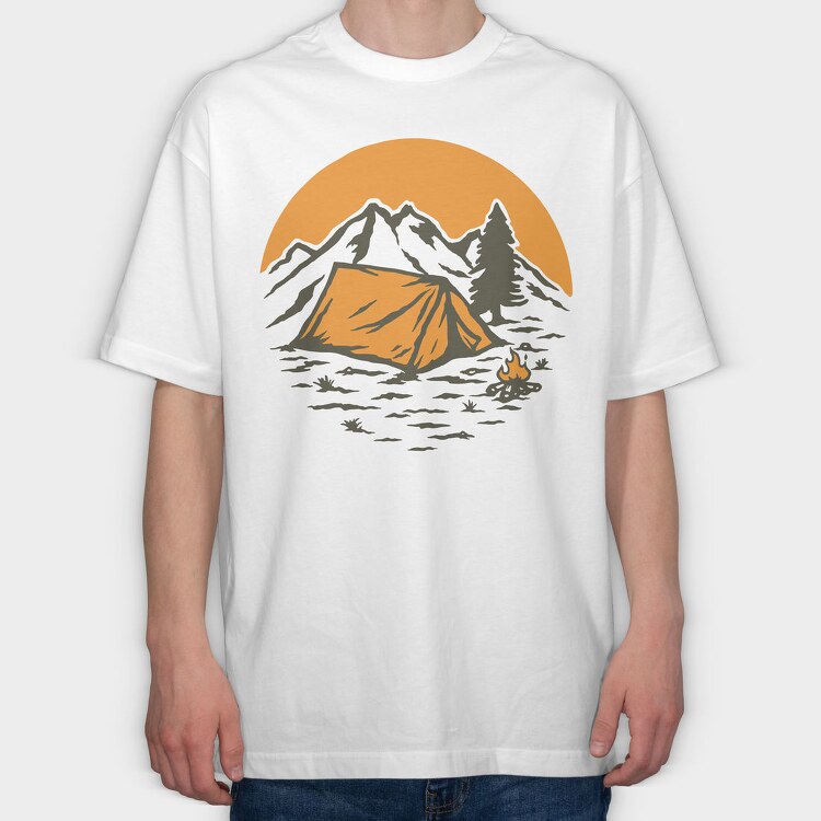 Vintage Adventure Outdoor Camping 1, Tricou Oversize Barbati (Unisex)