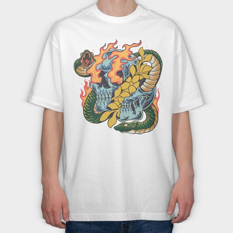 Tropical Skull 1, Tricou Oversize Barbati (Unisex)