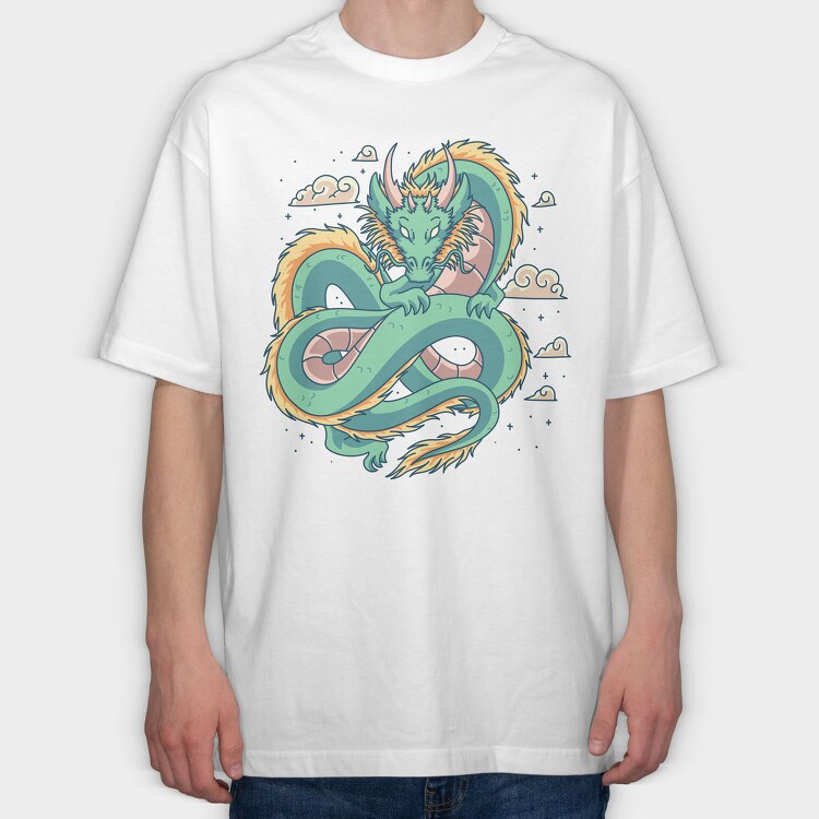 Vintage Dragon, Tricou Oversize Barbati (Unisex)