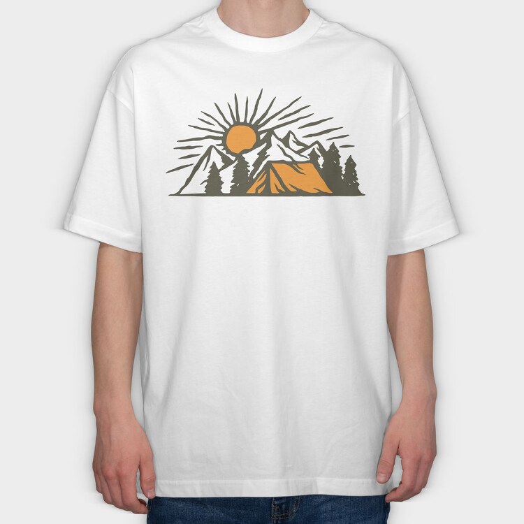 Vintage Adventure Outdoor Camping, Tricou Oversize Barbati (Unisex)