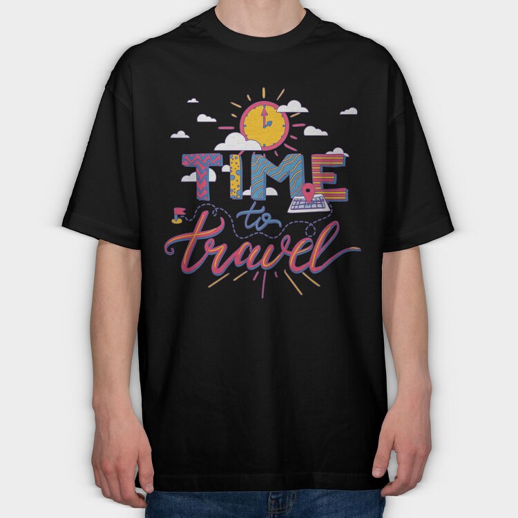 Time to Travel, Tricou Oversize Barbati (Unisex)