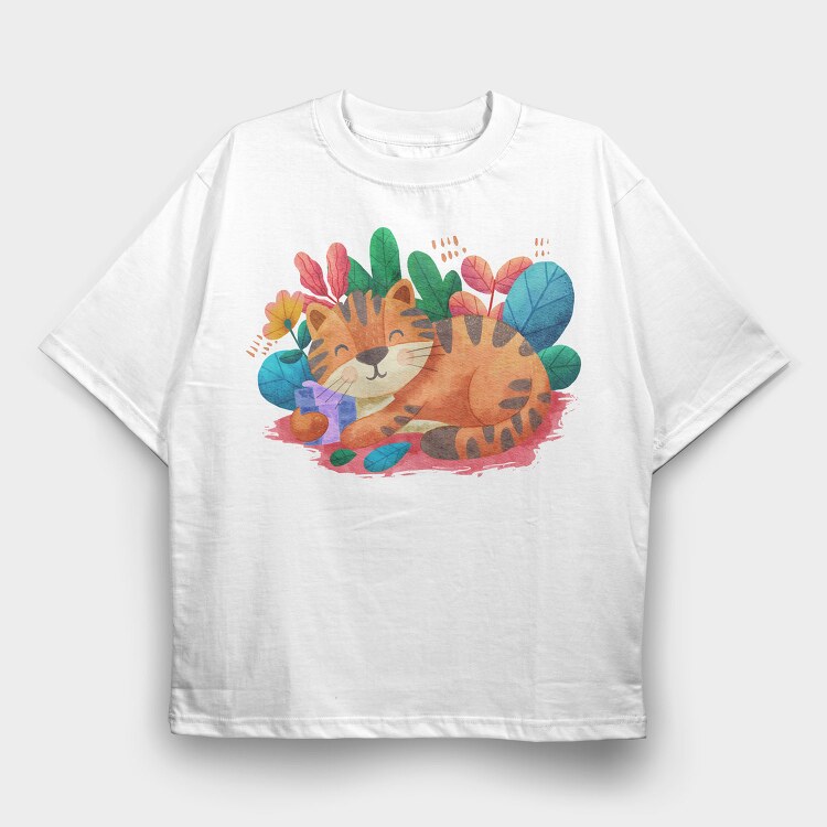Watercolor Cat, Tricou Oversize Barbati (Unisex)