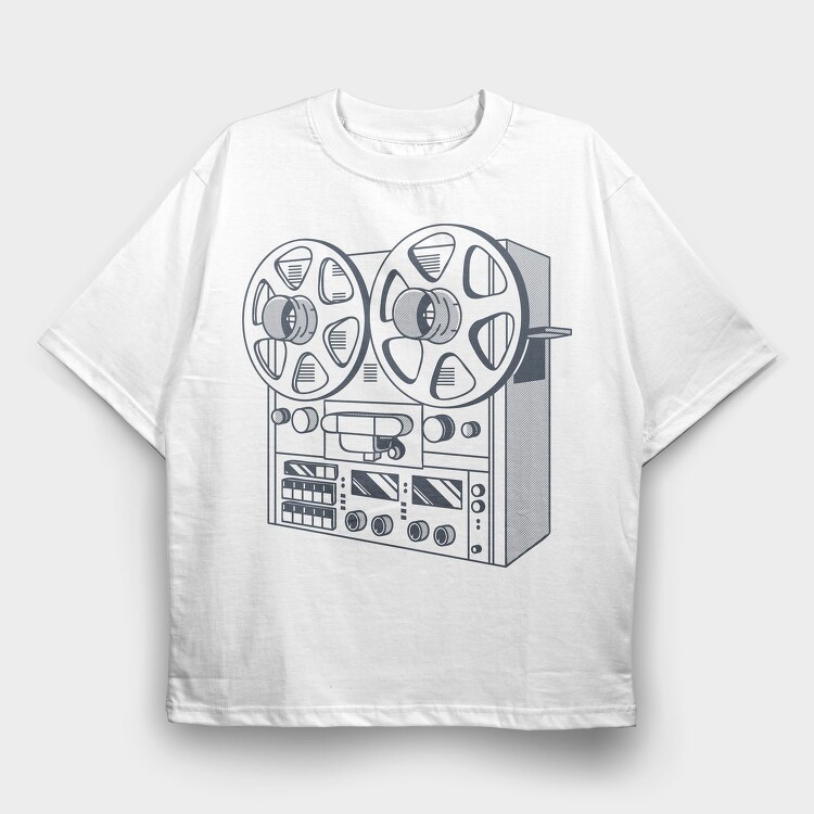 Vintage Audio Illustration 2, Tricou Oversize Barbati (Unisex)