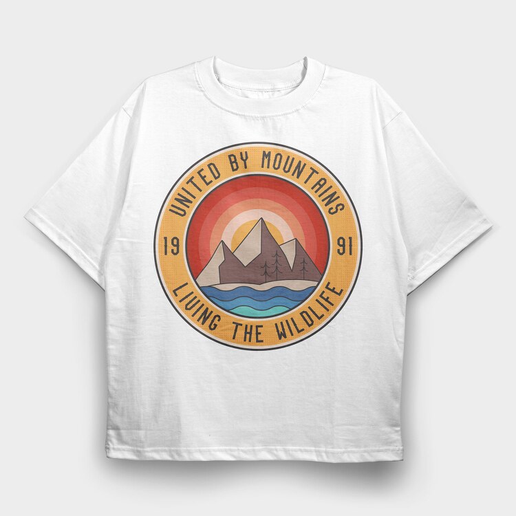 United by Mountains, Tricou Oversize Barbati (Unisex)