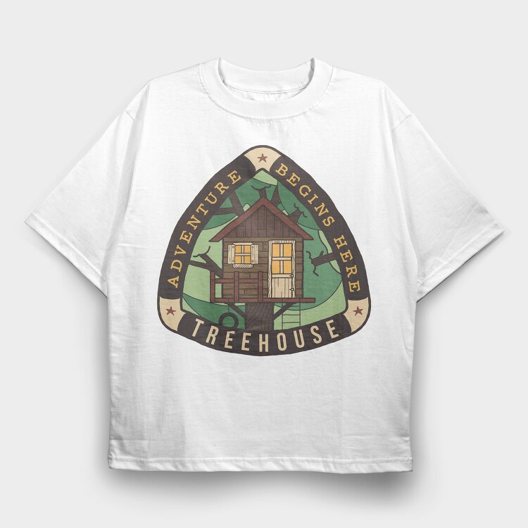 Treehouse Adventure Begins Here, Tricou Oversize Barbati (Unisex)