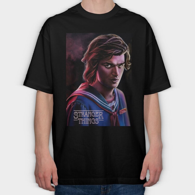 Stranger Halftone Portrait, Tricou Oversize Barbati (Unisex)