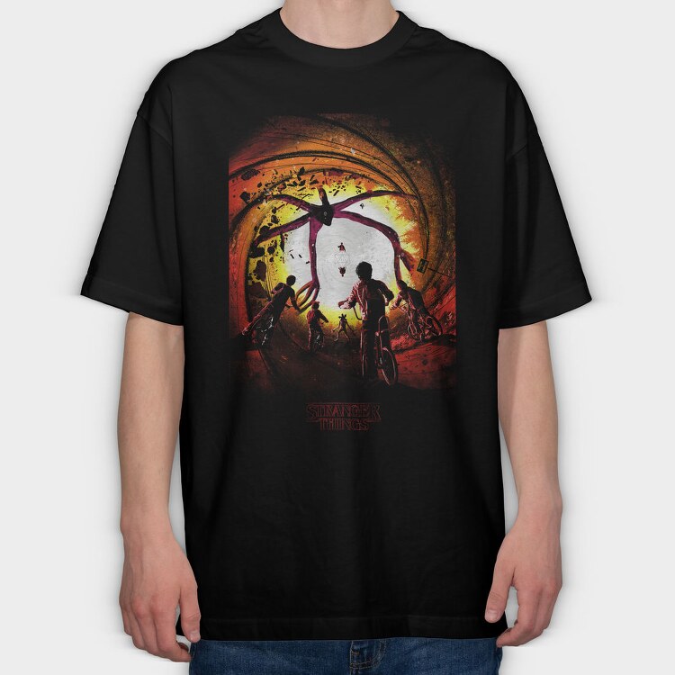 Stranger Things Cycle, Tricou Oversize Barbati (Unisex)