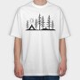 Stylized Camping Scene, Tricou Oversize Barbati (Unisex)