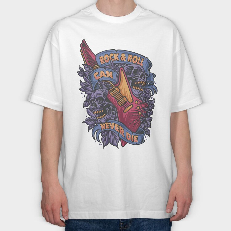 Rock and Roll Can Never Die, Tricou Oversize Barbati (Unisex)