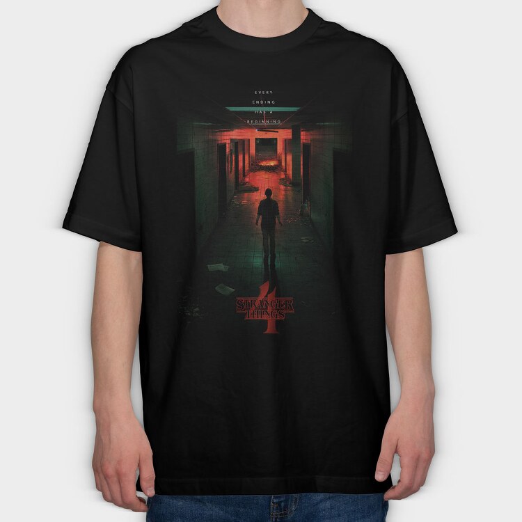 Stranger Things Ending, Tricou Oversize Barbati (Unisex)