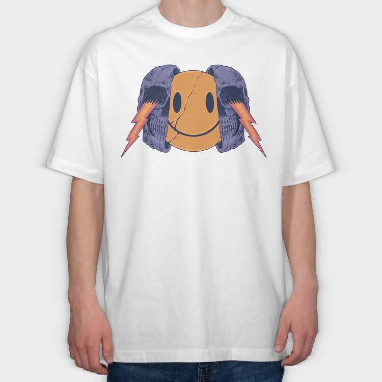 Smiley Skull, Tricou Oversize Barbati (Unisex)