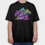 Skull and Smurf Rough Texture Illustrations, Tricou Oversize Barbati (Unisex)