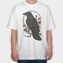 Raven Perch on the Flower Branch, Tricou Oversize Barbati (Unisex)
