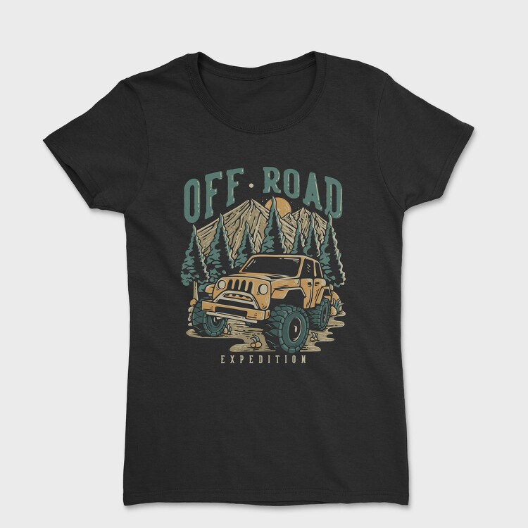 Off Road Expedition With Off Road Car in the Middle of Mountain, Tricou Femei