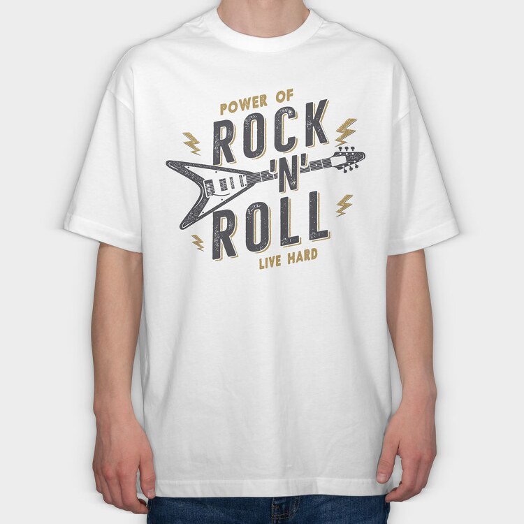 Rock N Roll, Tricou Oversize Barbati (Unisex)