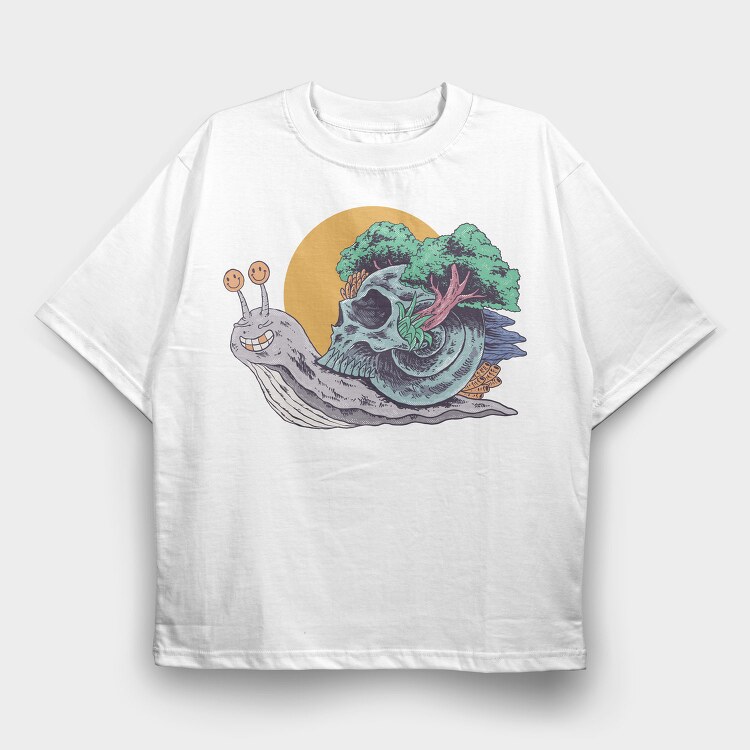 Snail Skull, Tricou Oversize Barbati (Unisex)