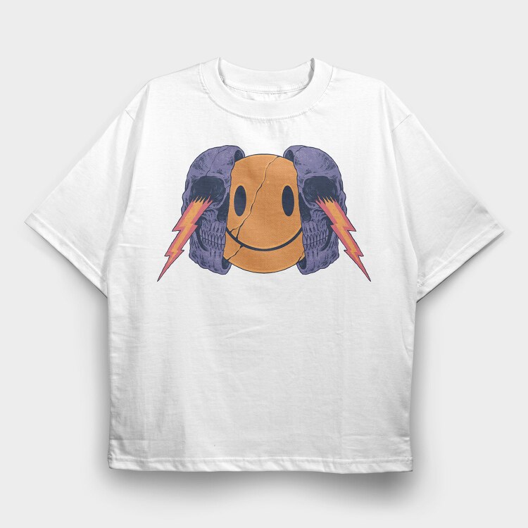Smiley Skull, Tricou Oversize Barbati (Unisex)