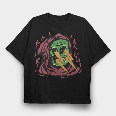 Skull Lightning, Tricou Oversize Barbati (Unisex)