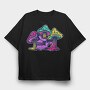 Skull and Smurf Rough Texture Illustrations, Tricou Oversize Barbati (Unisex)