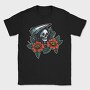 Skull and Flowers Texture Illustrations, Tricou Barbati (Unisex)