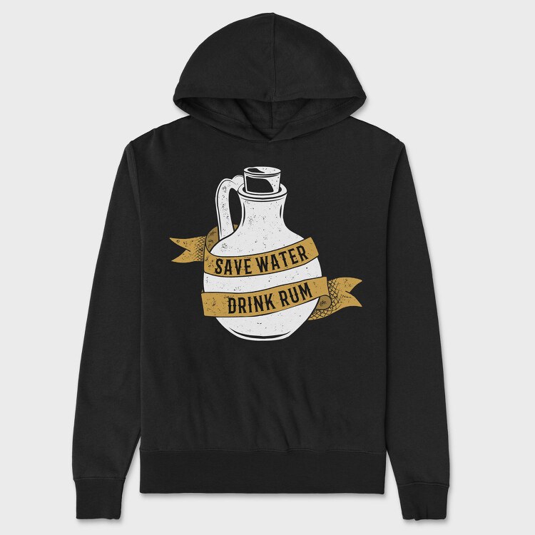 Save Water Drink Rum, Hanorac Oversize Barbati (Unisex)
