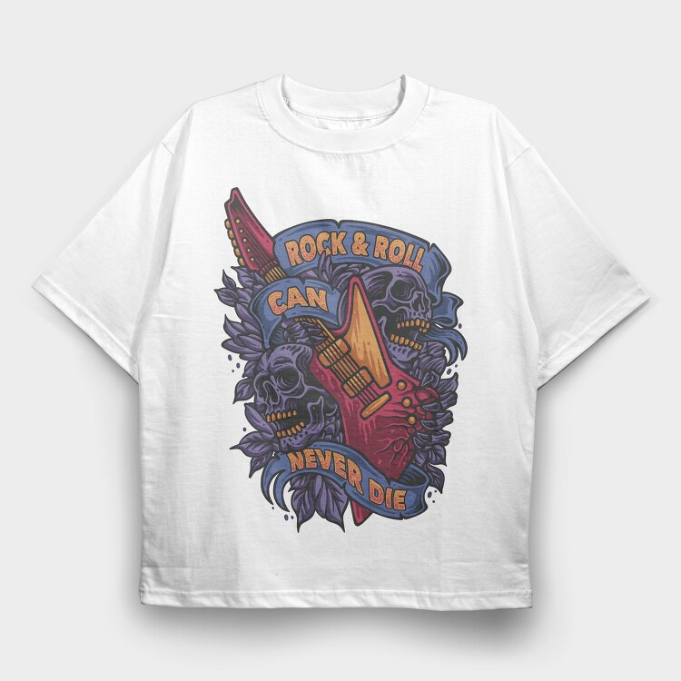 Rock and Roll Can Never Die, Tricou Oversize Barbati (Unisex)