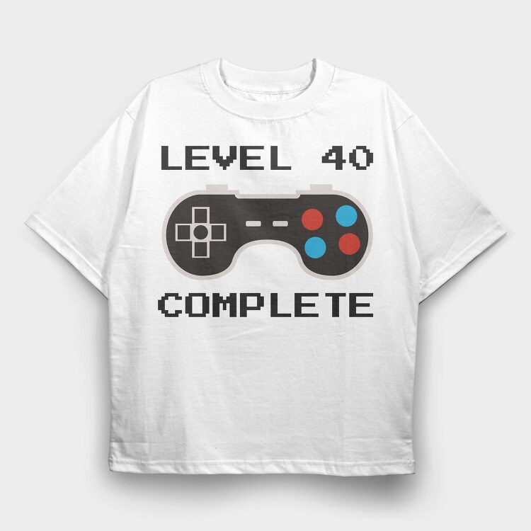 Retro Gamepad Lvl 40 Complete, Tricou Oversize Barbati (Unisex)