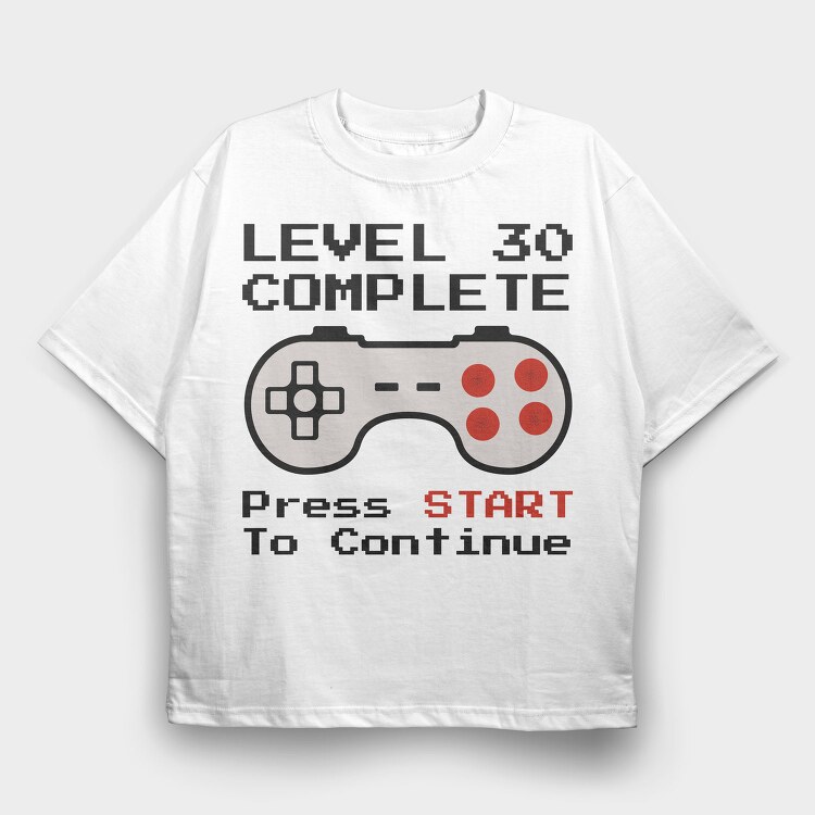 Retro Gamepad Lvl 30 Complete, Tricou Oversize Barbati (Unisex)
