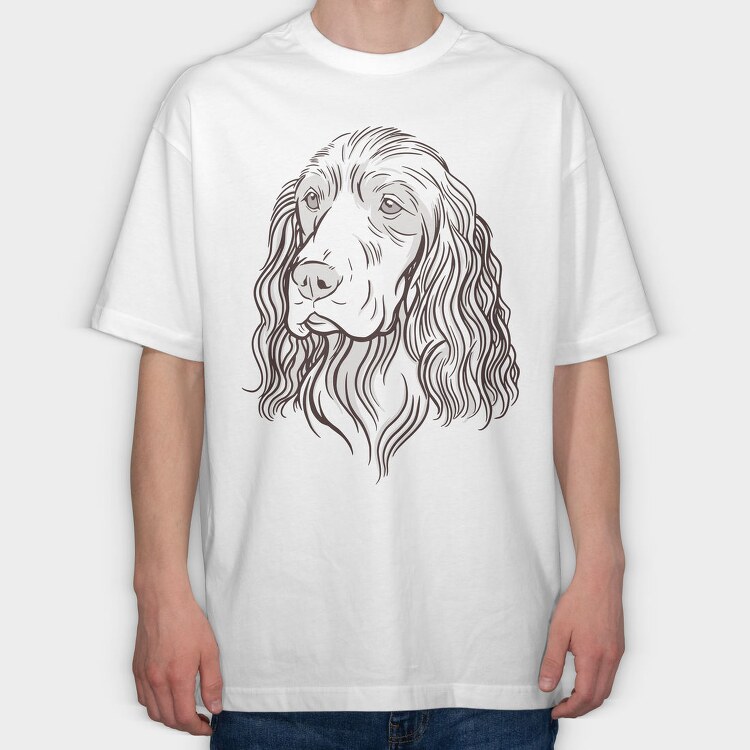 Cocker Illustration Spaniel Dog, Tricou Oversize Barbati (Unisex)