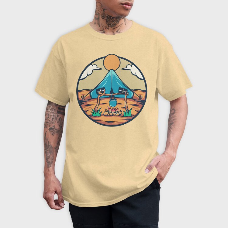 Camping Illustration, Tricou Barbati (Unisex)
