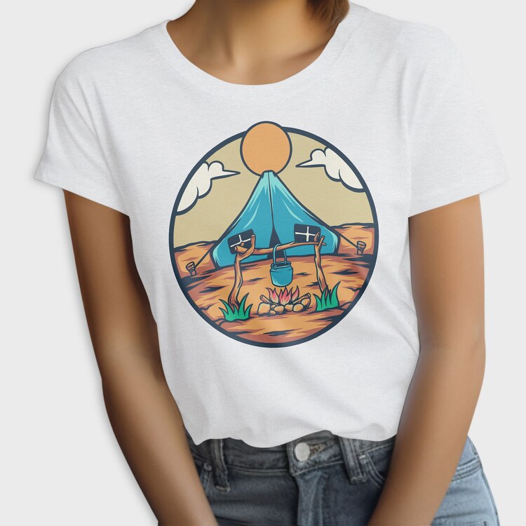 Camping Illustration, Tricou Femei